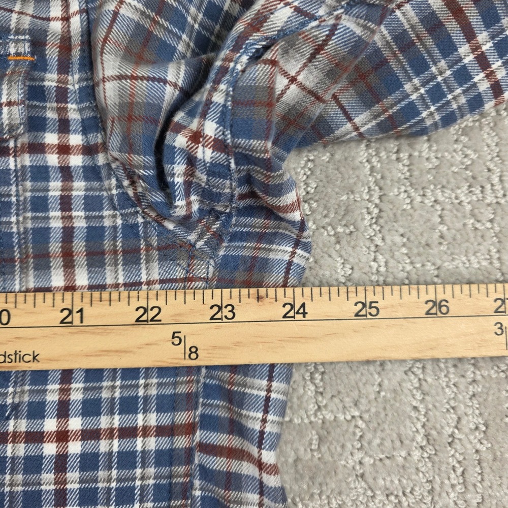 Ariat Rebar Mens Medium Blue Brown Plaid Long Sleeve Button Down Work Shirt - Picture 6 of 10